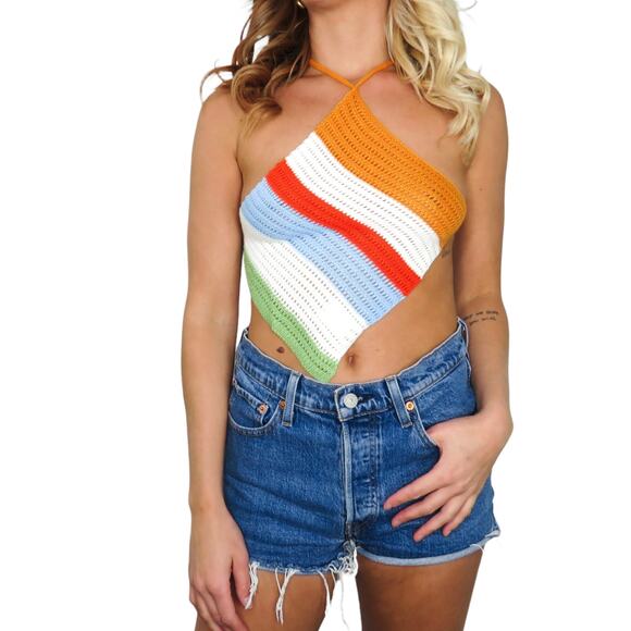 SHEIN Rainbow Crochet Halter Top - Picture 2 of 7